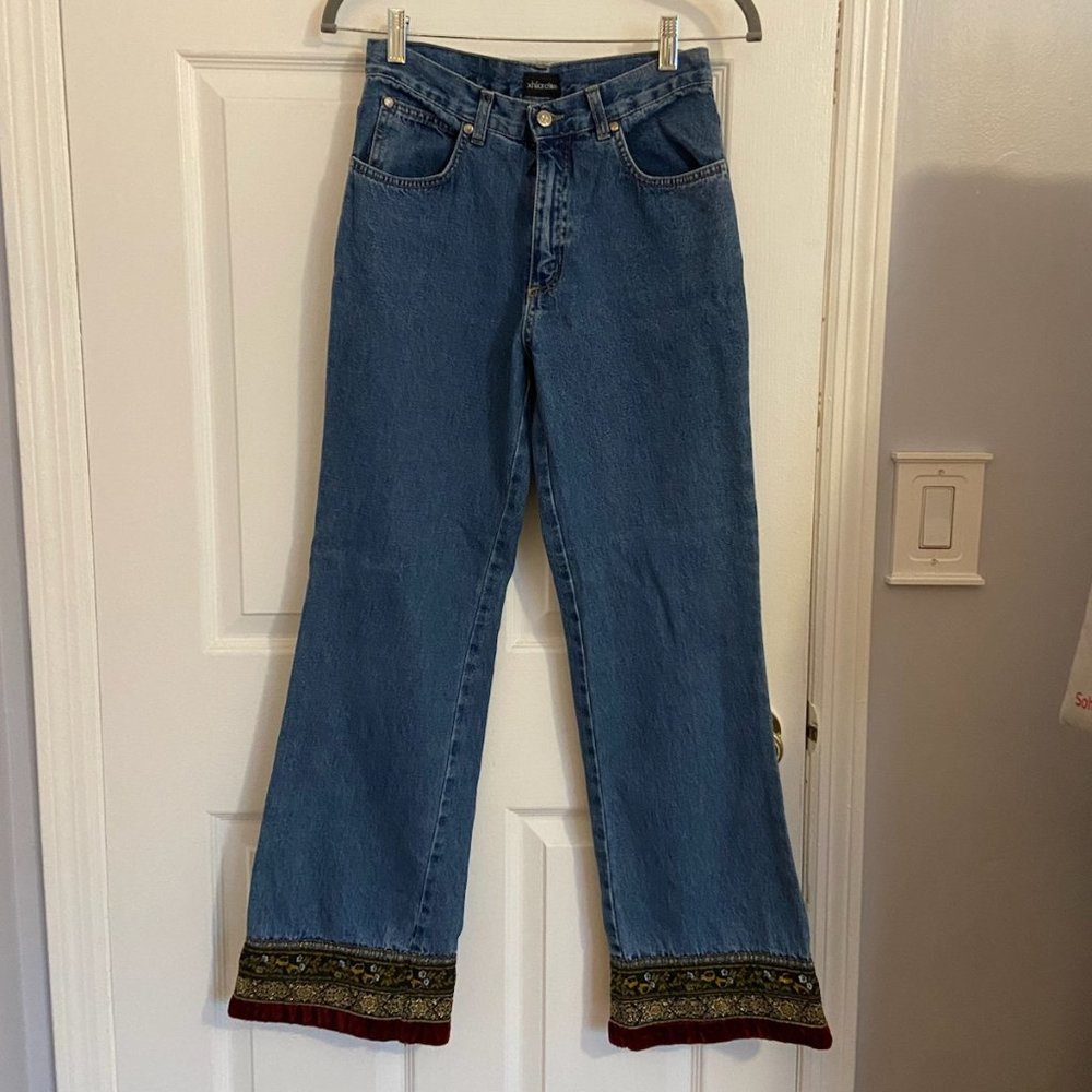 Y2K Xhilaration wide leg embroidered jeans, size 16!